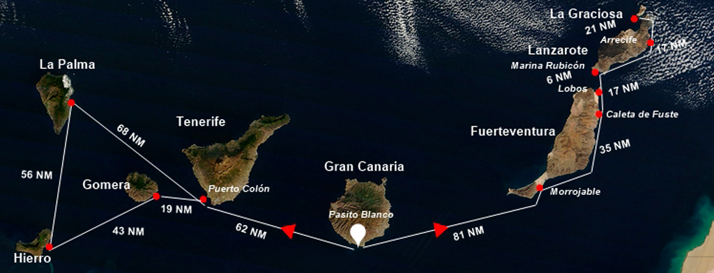 Mapa islas Canarias - alquiler de barco en Gran Canaria